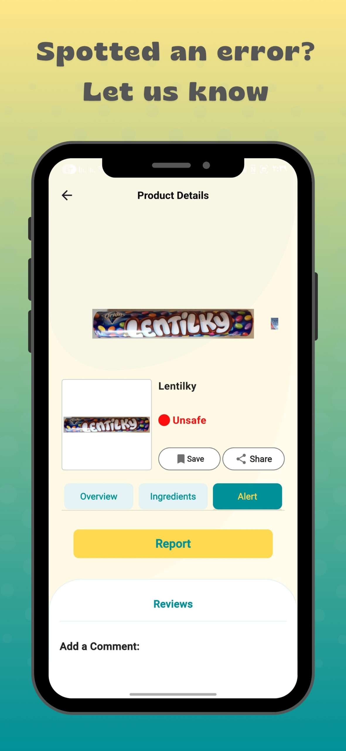 Fehler melden Ansicht